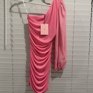 Elegant Pink One-Shoulder Dress